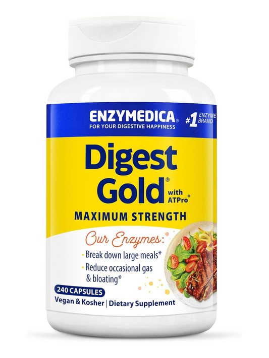 Enzymedica Digest Gold + ATPro – Maximum Strength Digestive Enzyme Support | 240 Capsules